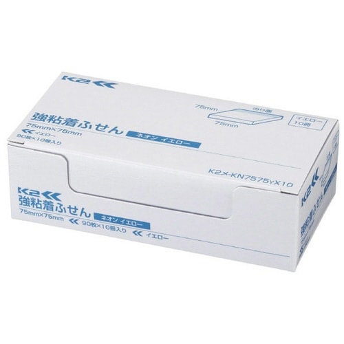強粘着ふせん K2 75×75 ネオン黄色10冊