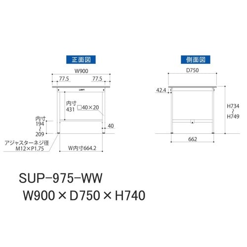 SUP−975−WWワーク固定式テーブル150