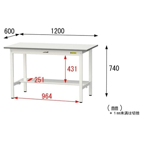 SUP1260TWWワーク固定式テーブル150