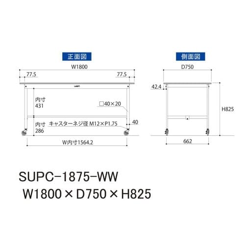 SUPC1875WWワーク移動式テーブル150