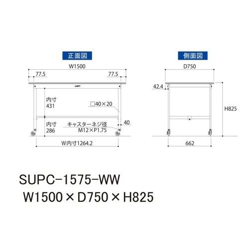 SUPC1575WWワーク移動式テーブル150