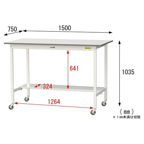 SUPHC−1575TWW移動式テーブル150