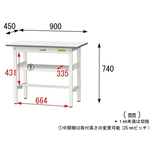 SUP−945FWWワーク固定棚付テーブル150
