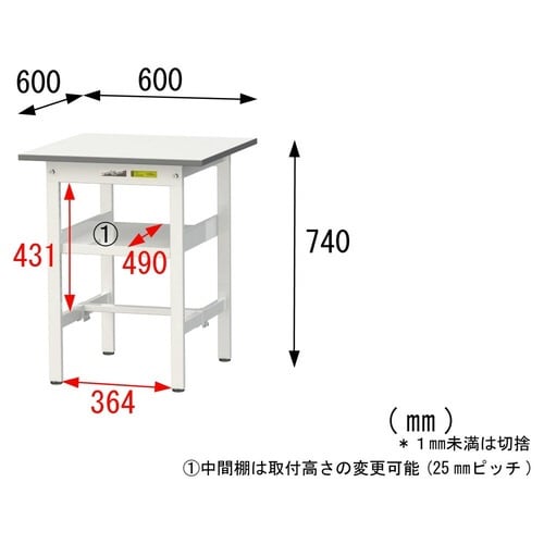 SUP−660FWWワーク固定棚付テーブル150