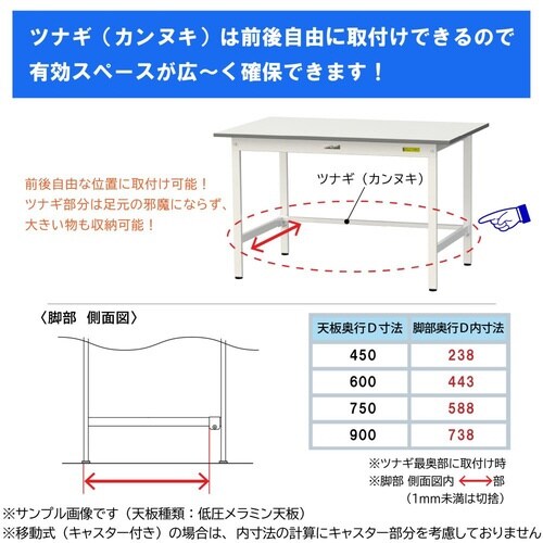 SUP1560UWWワーク固定CB付テーブル150