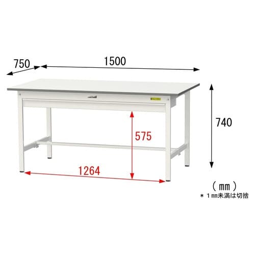SUP1575WWWワーク固定引出付テーブル150