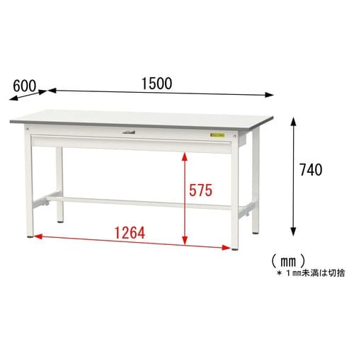 SUP1560WWWワーク固定引出付テーブル150