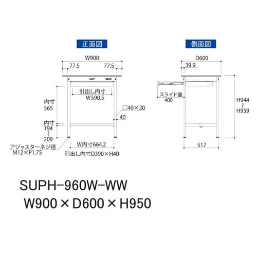 SUPH960WWWワーク固定引出付テーブル150