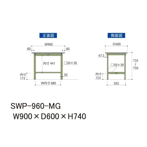 SWP−960−MG固定式ワークテーブル300