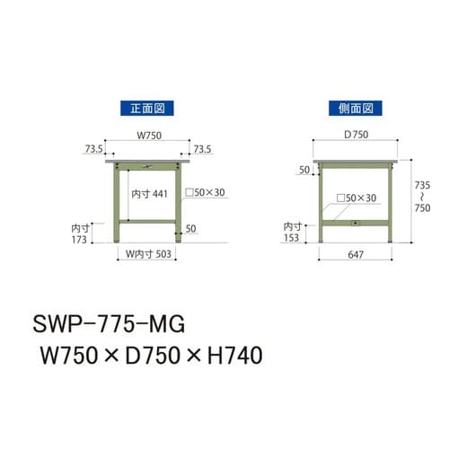 SWP−775−MG固定式ワークテーブル300