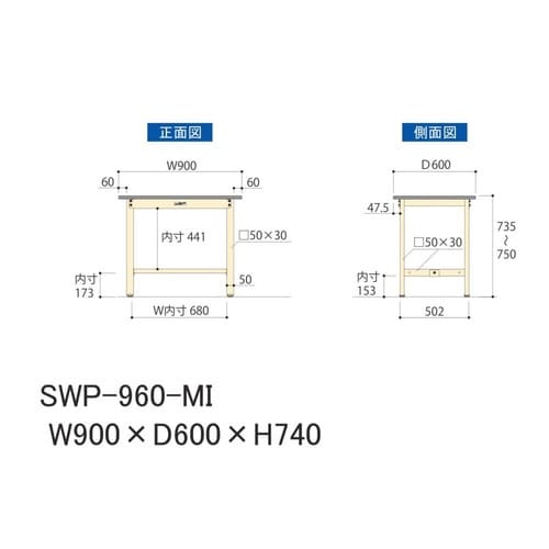 SWP−960−MI固定式ワークテーブル300