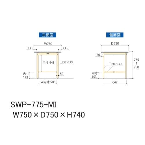 SWP−775−MI固定式ワークテーブル300