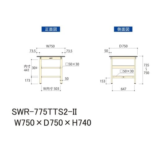 SWR−775TTS2−II固定棚付テーブル300
