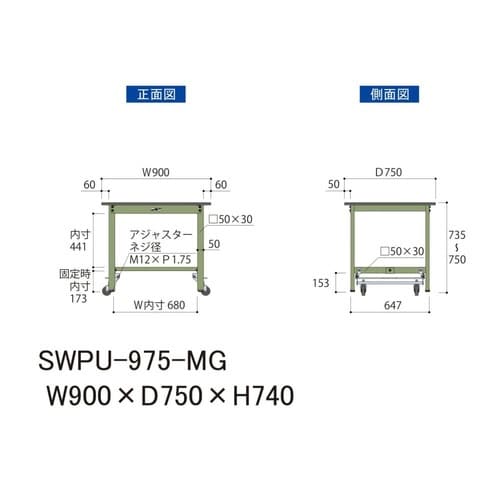 SWPU−975MGワンタッチ移動テーブル300