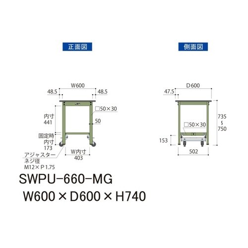 SWPU−660MGワンタッチ移動テーブル300