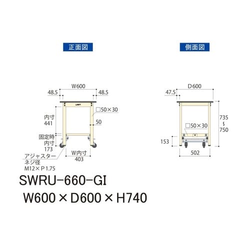 SWRU−660GIワンタッチ移動テーブル300