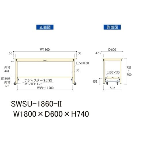 SWSU−1860IIワンタッチ移動テーブル300