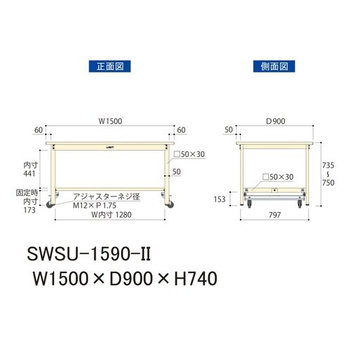 SWSU−1590IIワンタッチ移動テーブル300