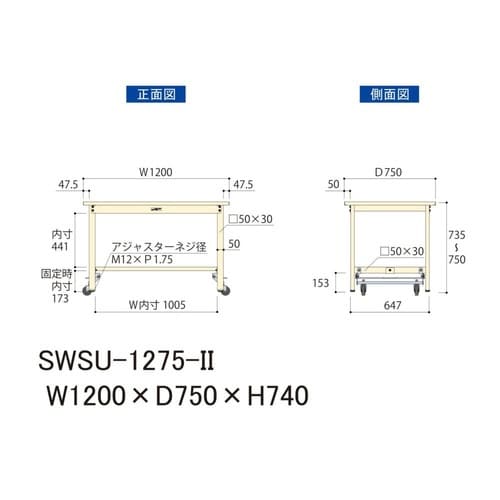 SWSU−1275IIワンタッチ移動テーブル300