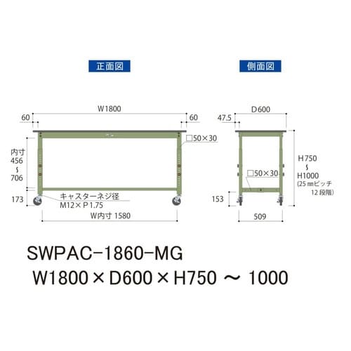 SWPAC−1860−MG高さ調整テーブル300