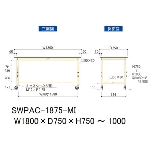 SWPAC−1875−MI高さ調整テーブル300