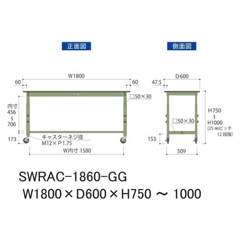 SWRAC−1860−GG高さ調整テーブル300