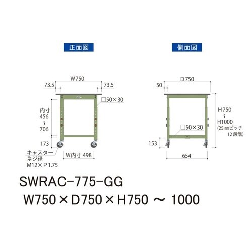 SWRAC775GG高さ調整テーブル300