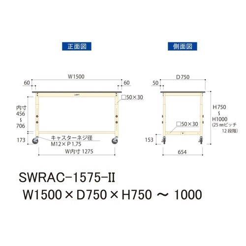 SWRAC1575II高さ調整テーブル300