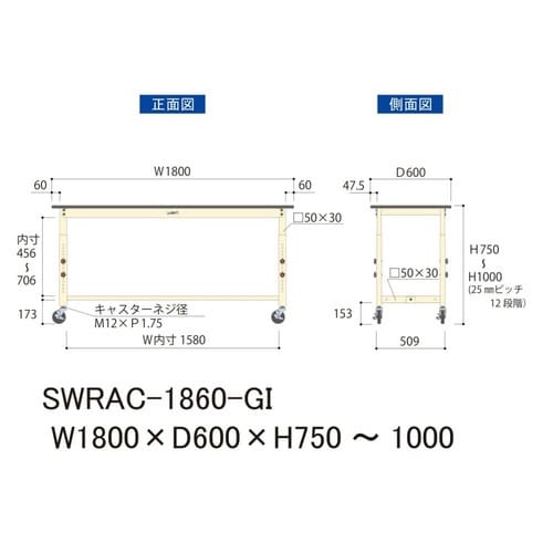 SWRAC−1860−GI高さ調整テーブル300