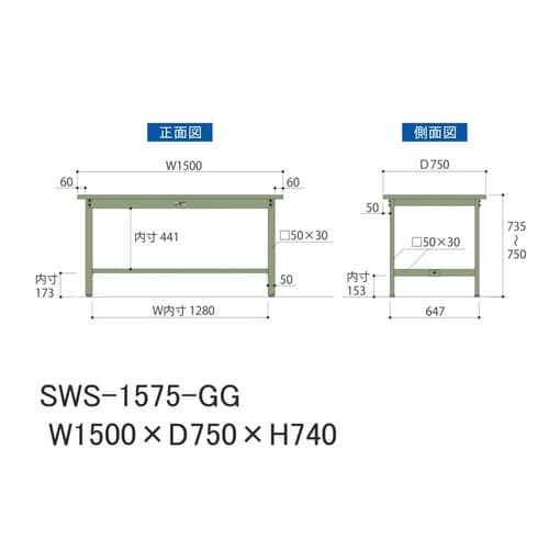 SWS−1575GG固定式ワークテーブル300