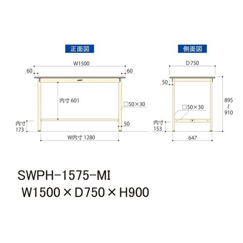 SWPH1575MI固定式ワークテーブル300