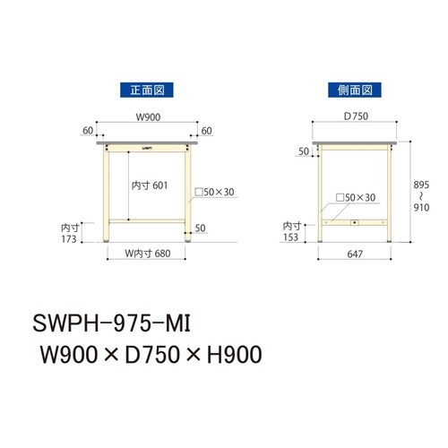 SWPH−975MI固定式ワークテーブル300