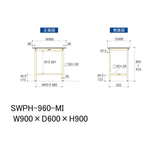 SWPH−960MI固定式ワークテーブル300