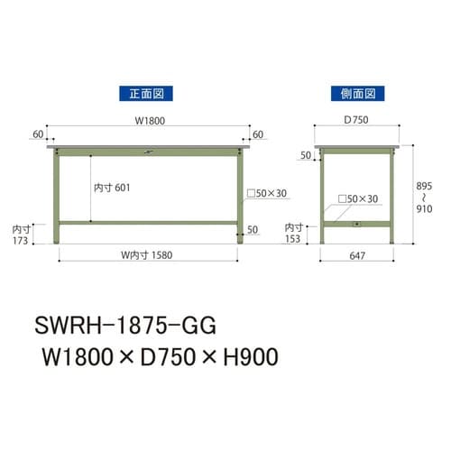 SWRH1875GG固定式ワークテーブル300