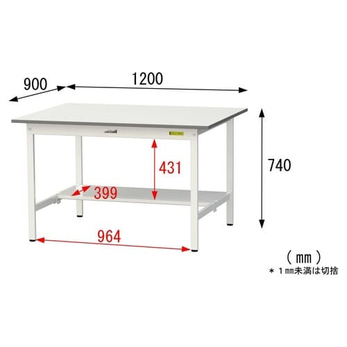 作業台固定式 SUP−1290T−WW半面棚