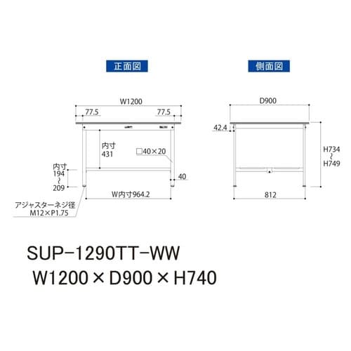作業台固定式 SUP−1290TT−WW全面棚