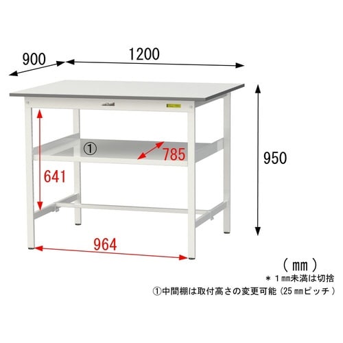 作業台中棚付 SUPH−1290F−WW