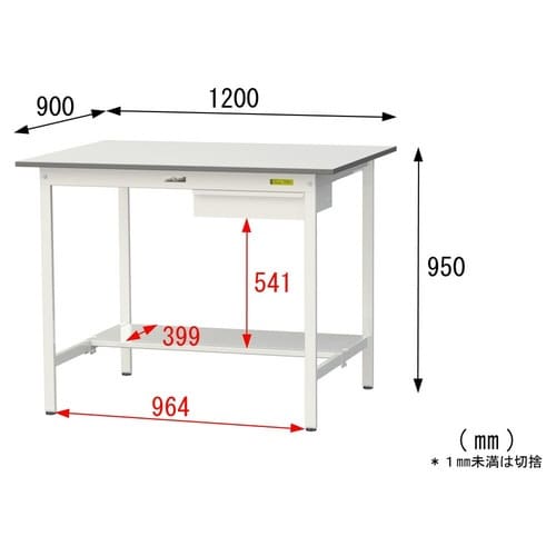 作業台引出付 SUPH−1290UT−WW半面棚
