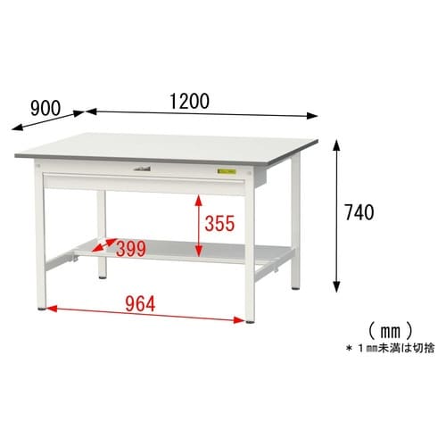 作業台ワイド引出 SUP−1290WT−WW半面棚