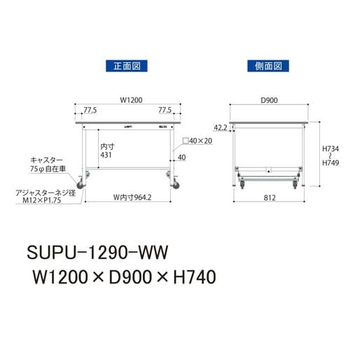 作業台ワンタッチ移動 SUPU−1290−WW