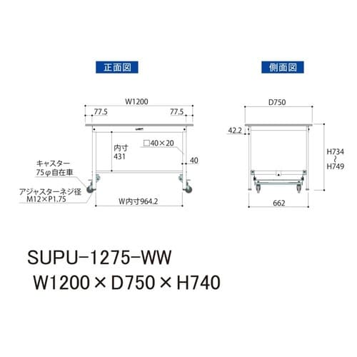 作業台ワンタッチ移動 SUPU−1275−WW