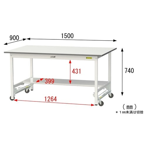 作業台ワンタッチ移動 SUPU1590TWW半面棚
