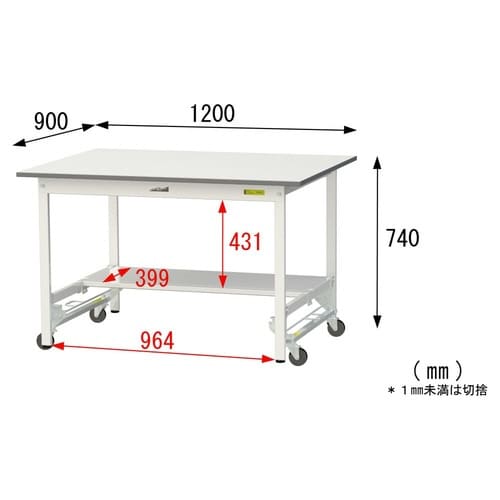 作業台ワンタッチ移動 SUPU1290TWW半面棚