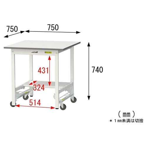 作業台ワンタッチ移動 SUPU775TWW半面棚