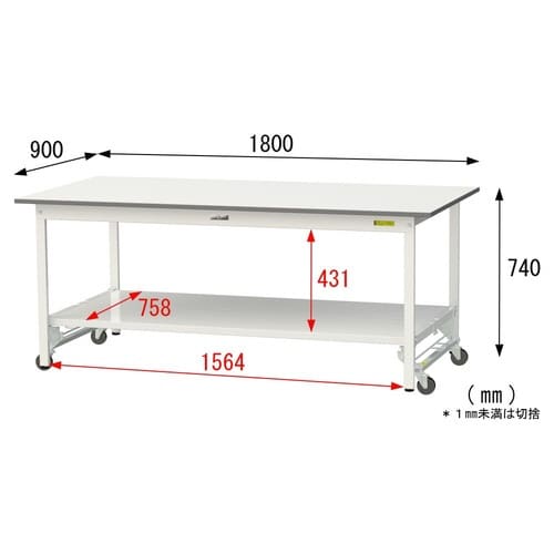 作業台ワンタッチ移動SUPU1890TTWW全面棚