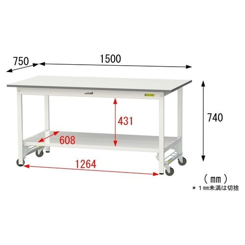 作業台ワンタッチ移動SUPU1575TTWW全面棚