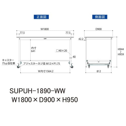 作業台ワンタッチ移動 SUPUH−1890−WW