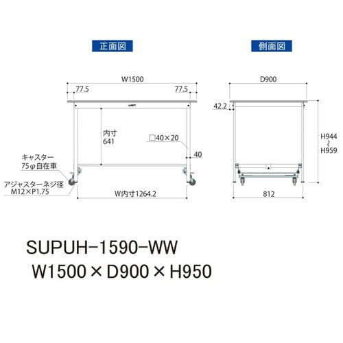 作業台ワンタッチ移動 SUPUH−1590−WW