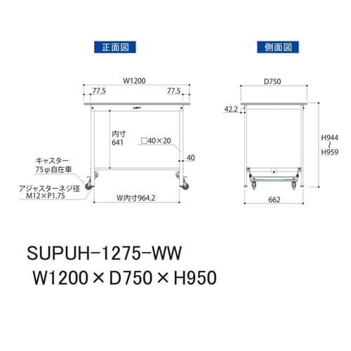 作業台ワンタッチ移動 SUPUH−1275−WW