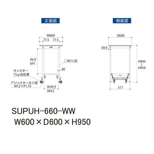 作業台ワンタッチ移動 SUPUH−660−WW